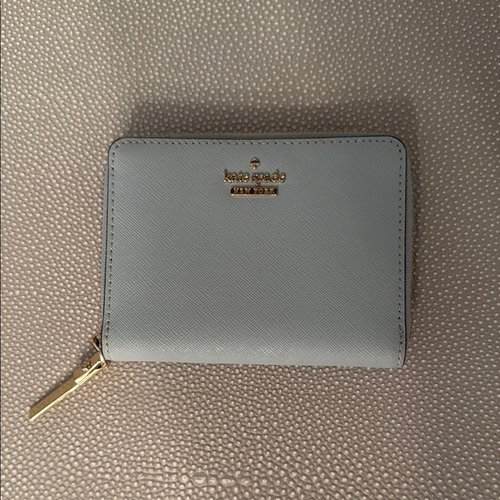 Kate Spade Blue Leather Wallet with Gold Accents